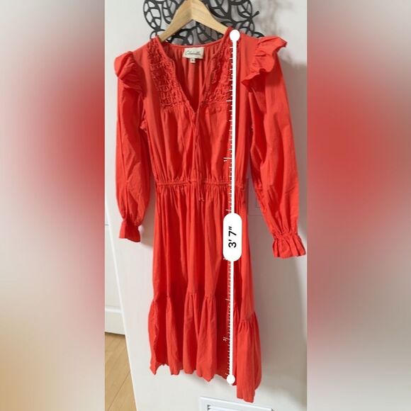 CLEOBELLA Marseilles Ruffled Sleeve Midi Dress in Red S - Picture 6 of 13